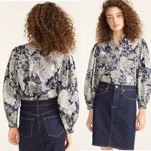 J. Crew Collection Ratti seashell long sleeve blouse - Picture 1 of 8